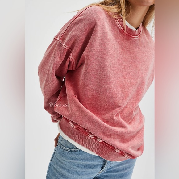 NEW Free People Falling Forward Snow Washed Destroyed Crew - Picture 3 of 12